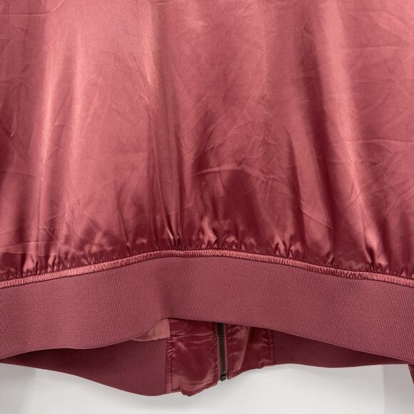 Torrid Satin Zip Bomber Jacket Embroidered Floral Rose Pink Boho Plus Size 1X - Picture 8 of 11